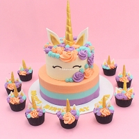 Unicorn Cake with 12 Cup Cakes